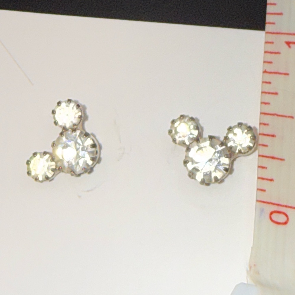 Vintage Crystal Mickey Mouse Stud Earrings